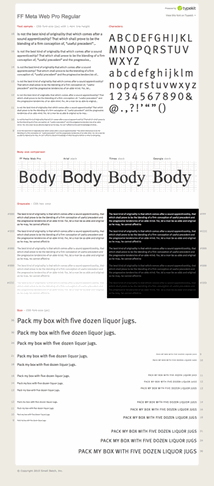 Web Font Specimen for FF Meta Web Pro / Normal