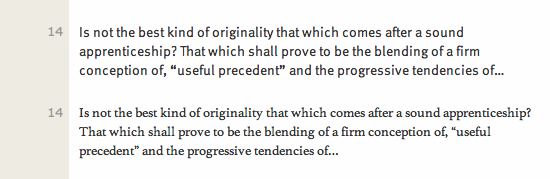 Two fonts typeset to the same specification, but which differ in visual size.