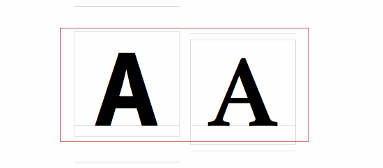 Two fonts on the same typeset line.
