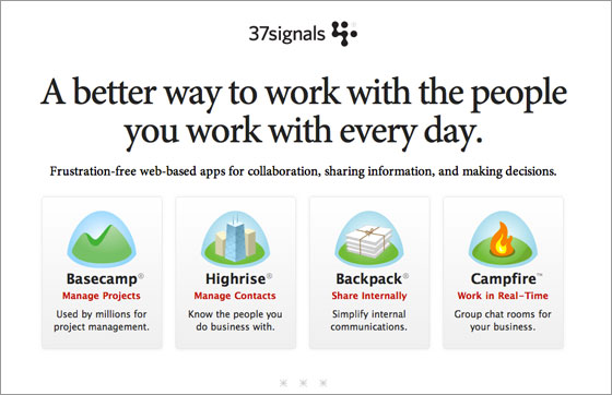 Screenshot of 37signals home page