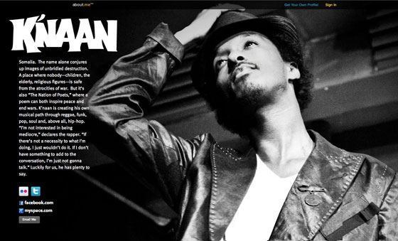 About.me page for K'naan