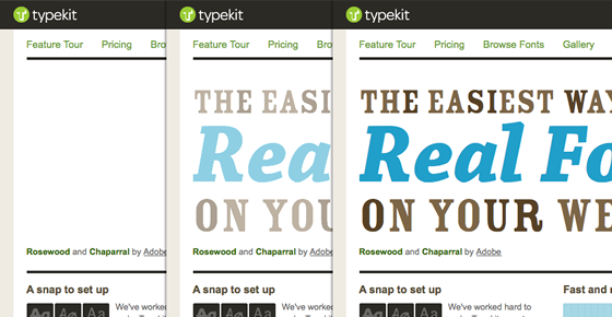 Screenshot of the promo on the Typekit homepage fading in after fonts have loaded