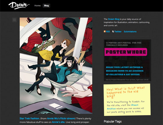 Screenshot of the Drawn Blog