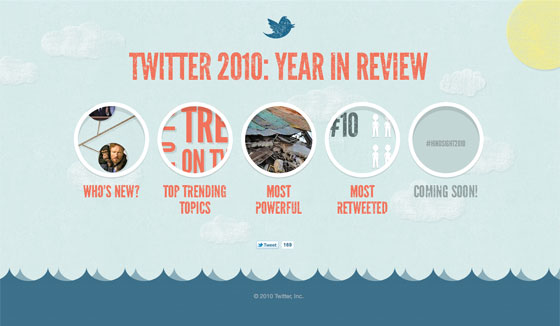 Home page of Twitter 2010: Year in Review