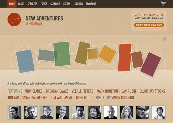 Screenshot of New Adventures website