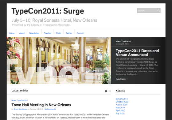 Screenshot of TypeCon2011 website