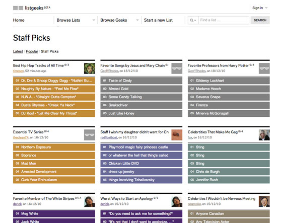 Screenshot of Listgeeks