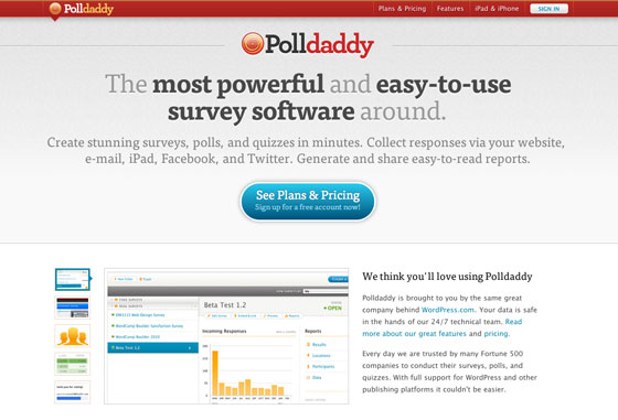 Screenshot of Polldaddy.com
