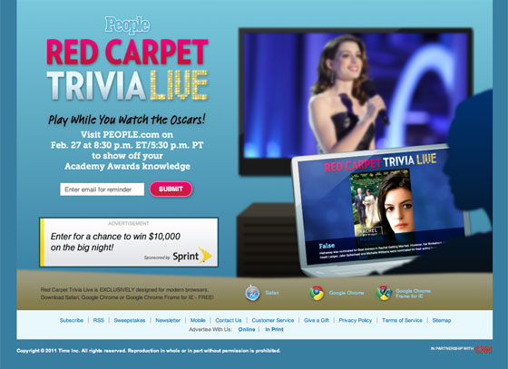 Screenshot of People's Red Carpet website