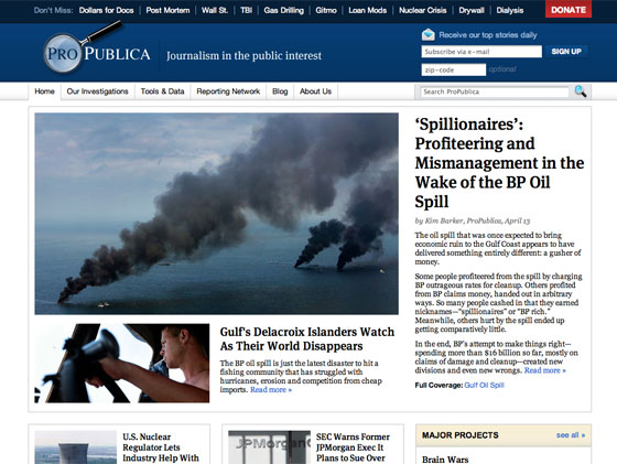 Screenshot of ProPublica