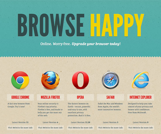 Screenshot of Browse Happy