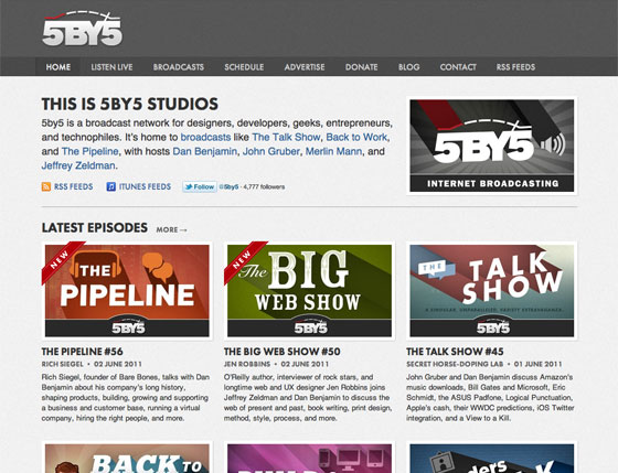Screenshot of new 5by5.tv