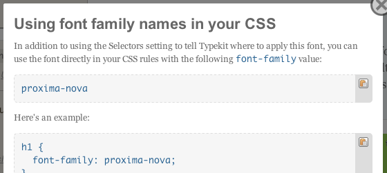 Getting information on font-family names in the Kit Editor.