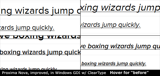 Proxima Nova, hinted, in Windows GDI w/ ClearType