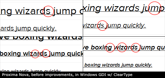 Proxima Nova, unhinted, in Windows GDI w/ ClearType