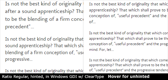 Ratio Regular, hinted, in Windows GDI w/ ClearType