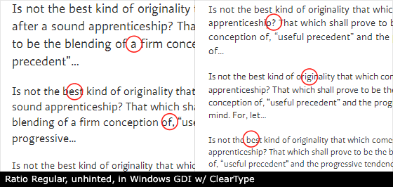 Ratio Regular, unhinted, in Windows GDI w/ ClearType