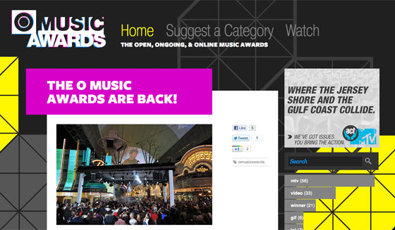 Screenshot of the O Music Awards