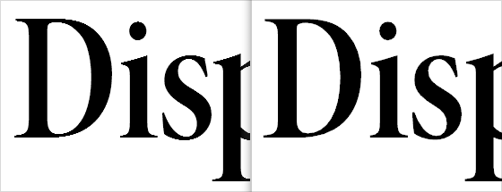 Type rendered in Windows GDI in TrueType format (left) and CFF (right). (Image from the Typekit Blog.)