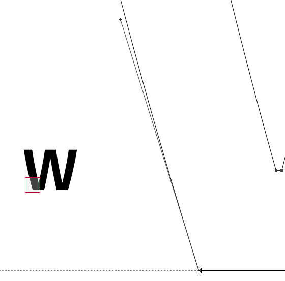 A closeup of the curve in Gesta's uppercase W
