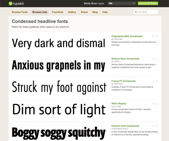 A list of great condensed headline fonts