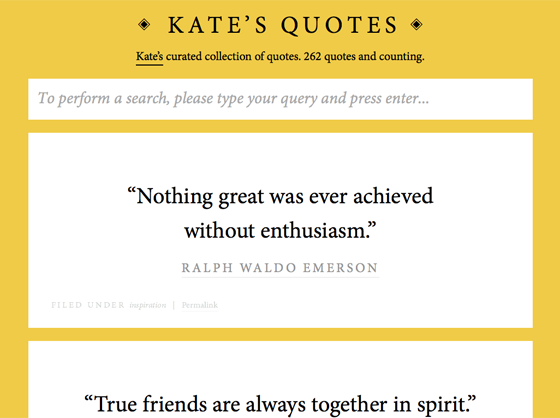 Screenshot of Kate's Quotes