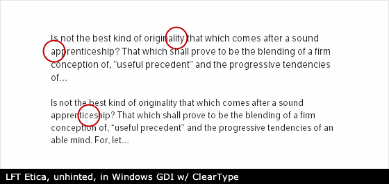 LFT Etica Regular, unhinted, in Windows GDI w/ ClearType