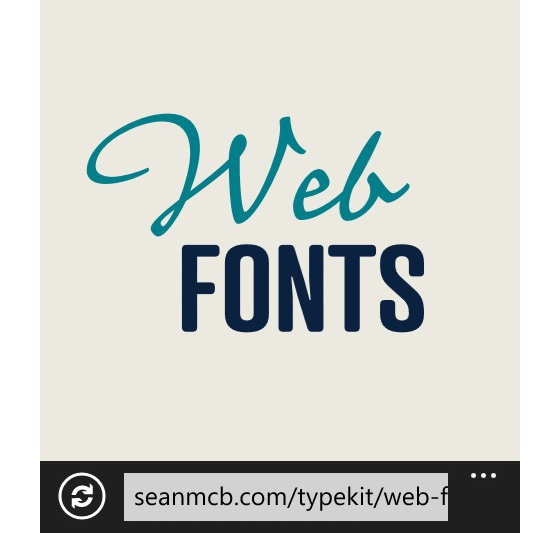 Screenshot of Typekit fonts rendering on a Windows Phone 8 device