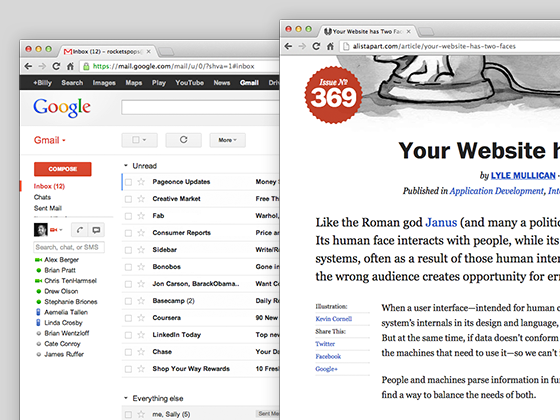 Two webpages, one task-oriented, one content-oriented.