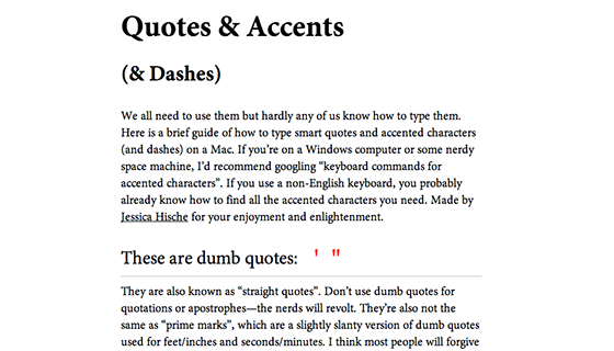 Screenshot from Quotes and Accents