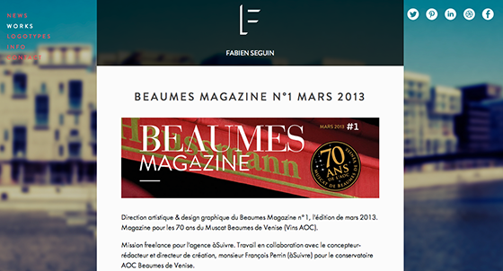 Screenshot from Fabien Seguin's homepage