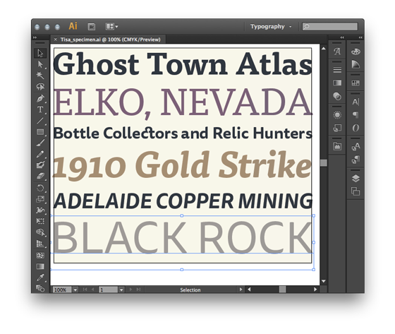 Type specimen created in Adobe Illustrator