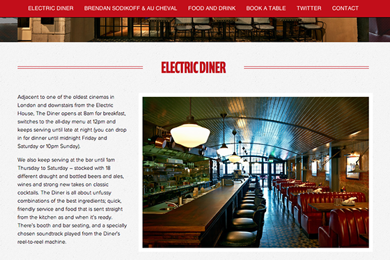 Electric Diner website