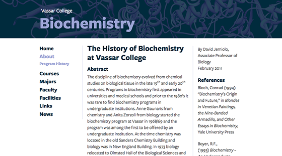 Vassar Biochemistry department homepage