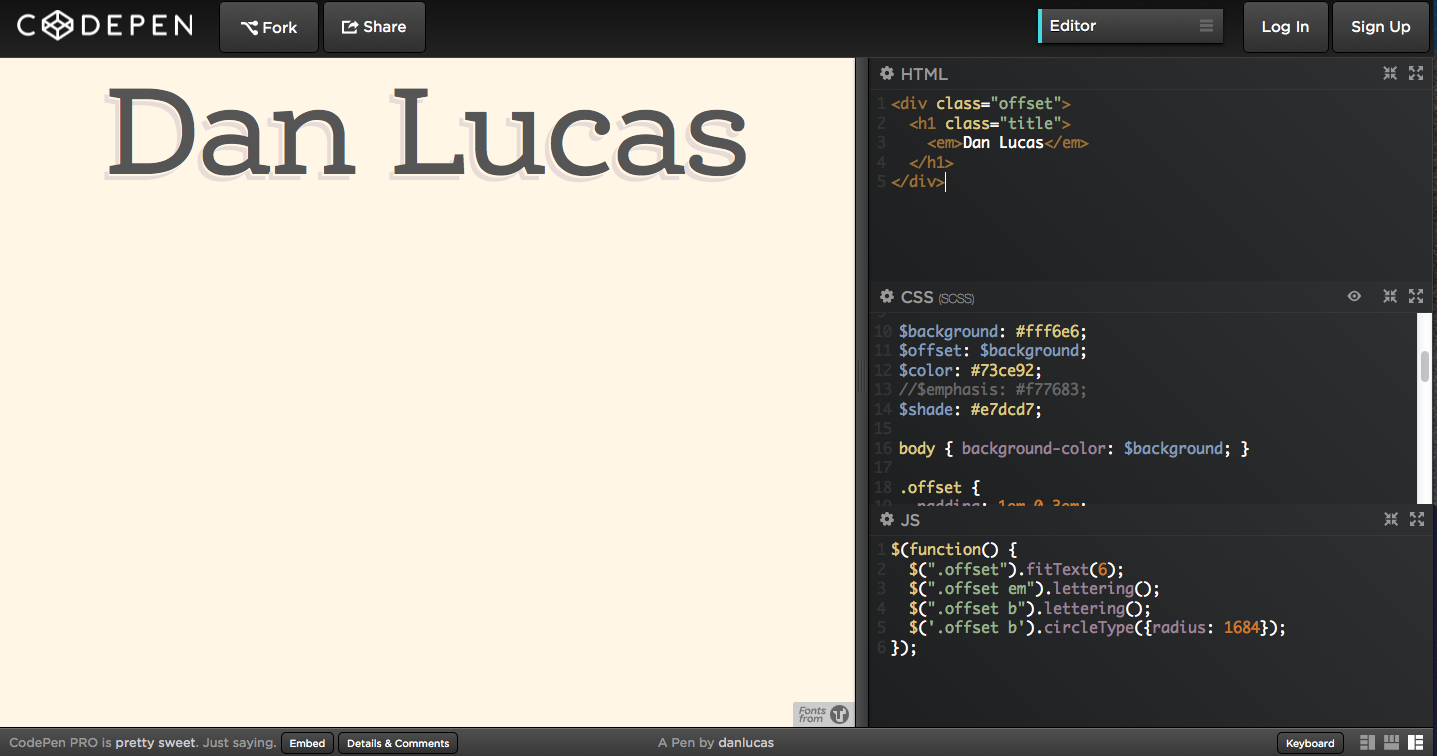 Forked CodePen from Dan Lucas