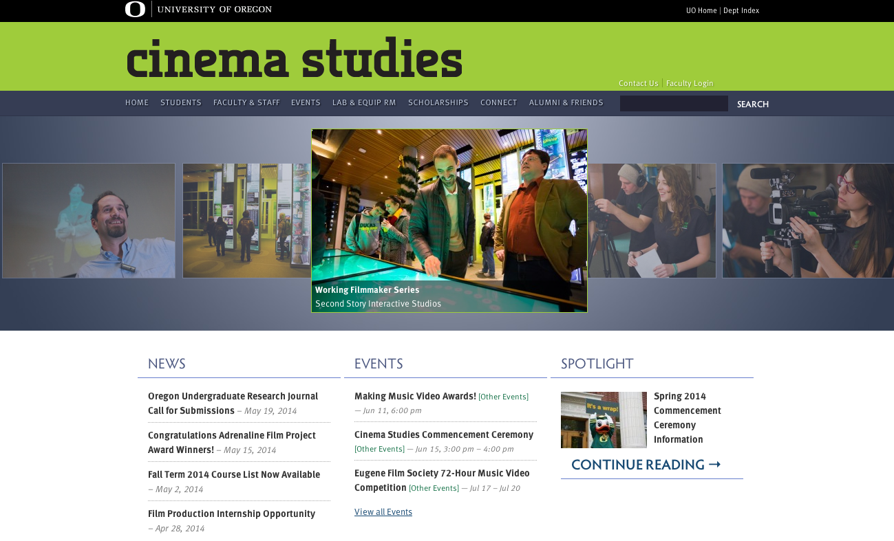 University of Oregon Cinema Studies department homepage