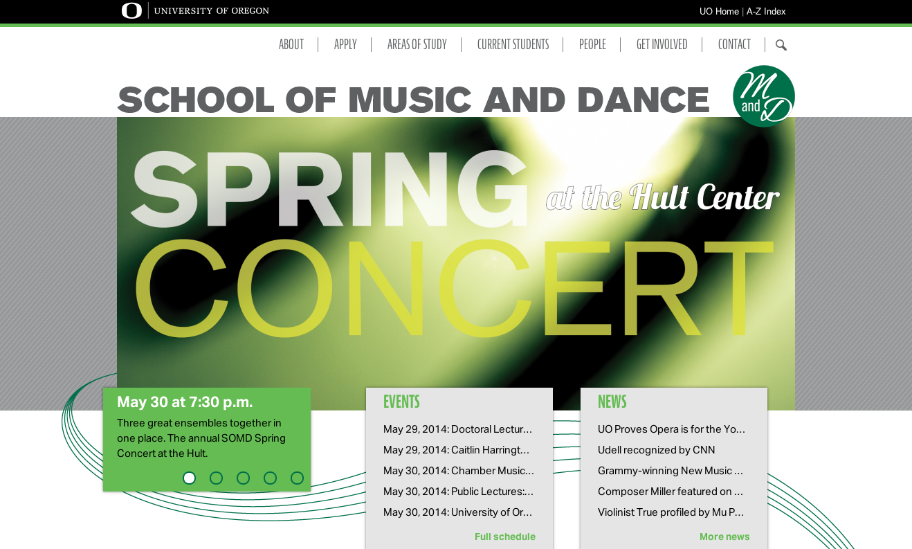 University of Oregon Department of Music and Dance homepage