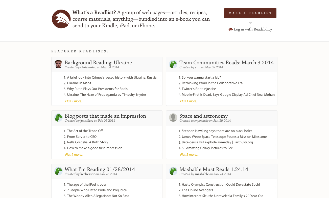 Readlist website