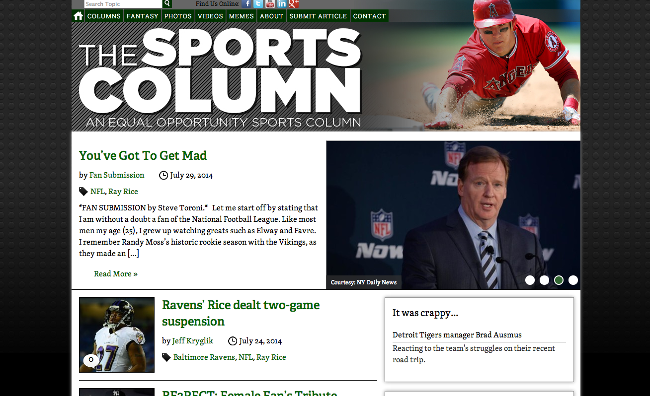 The Sports Column website