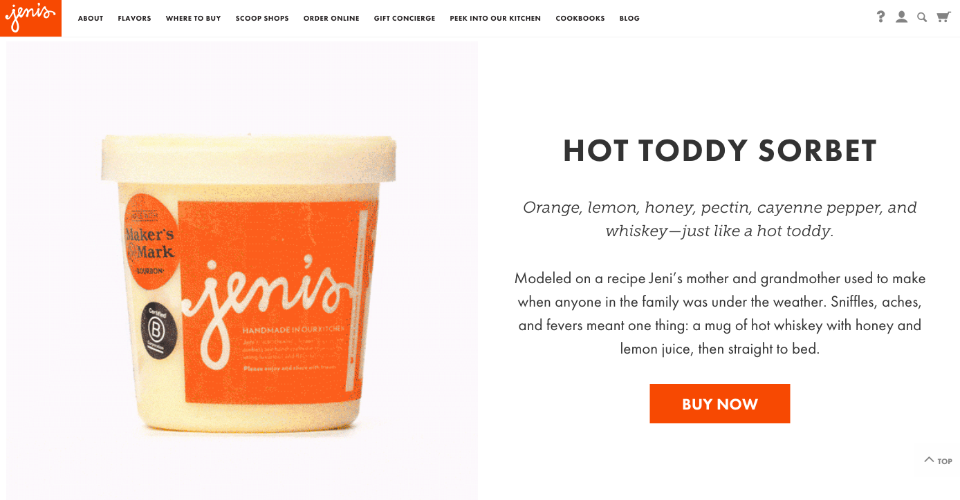 Jeni's Ice Cream website