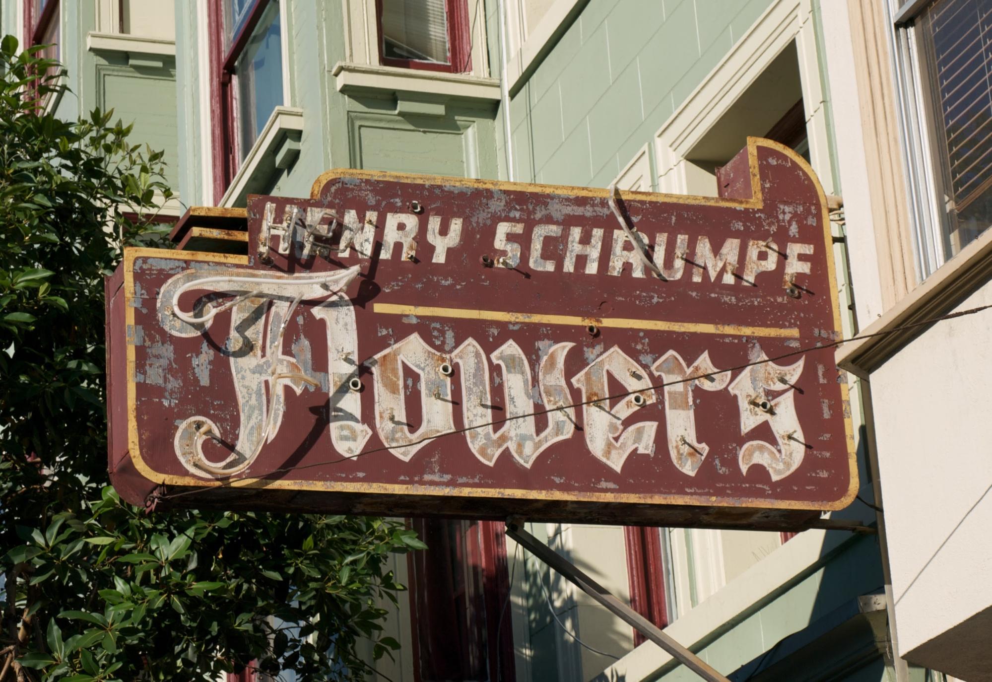 San Francisco sign: Henry Schrumpf Flowers