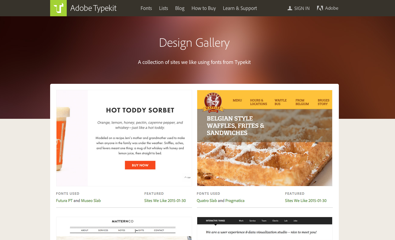 Typekit Gallery page