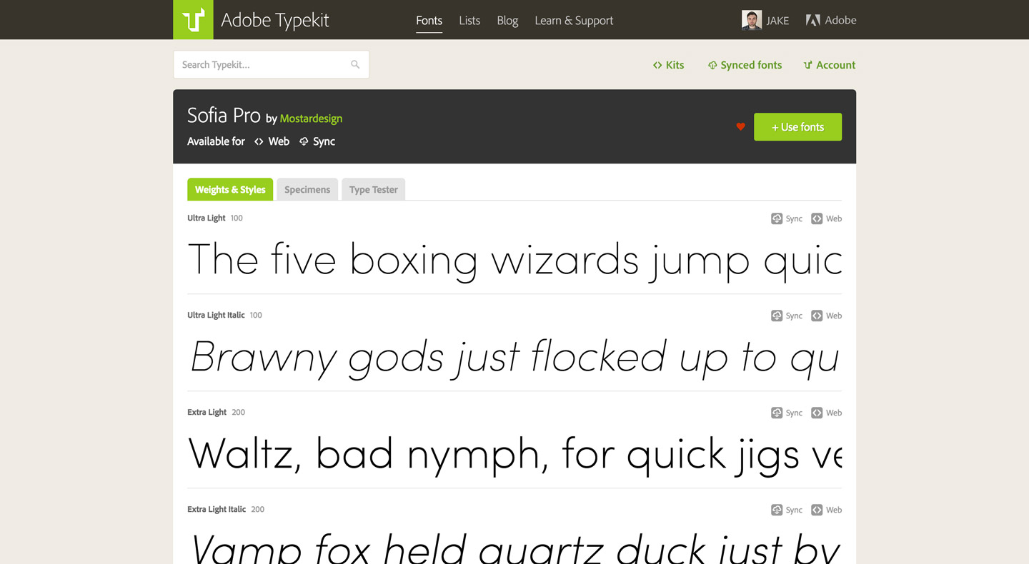 Font Family Page