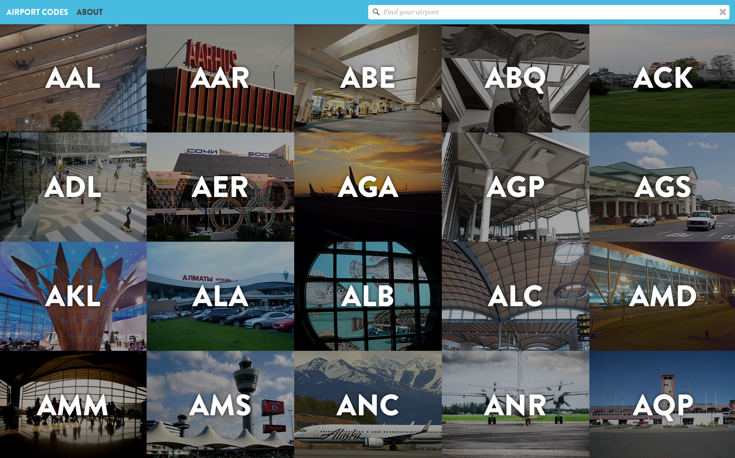 Airport Codes website