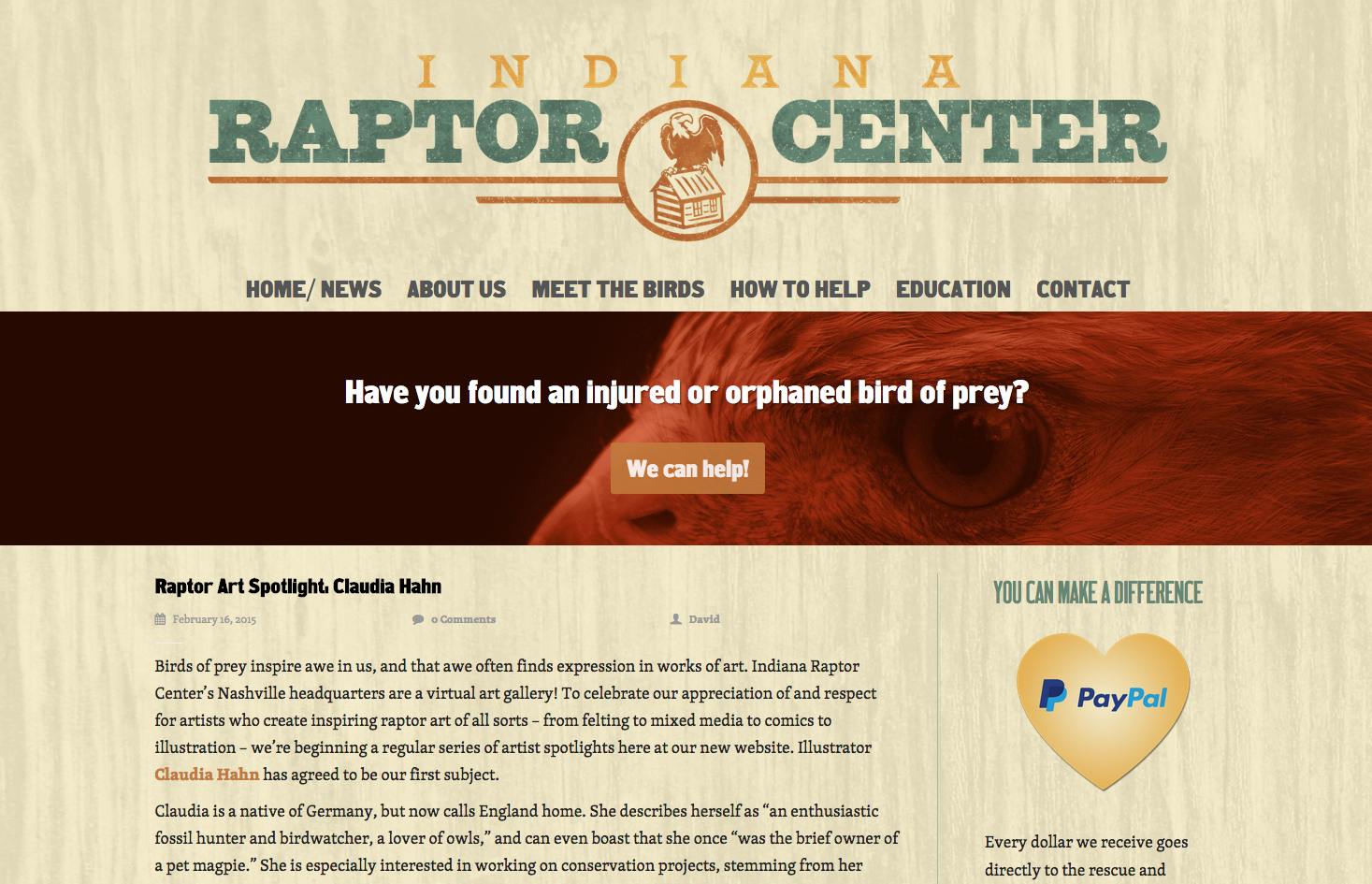 Indiana Raptor Center website