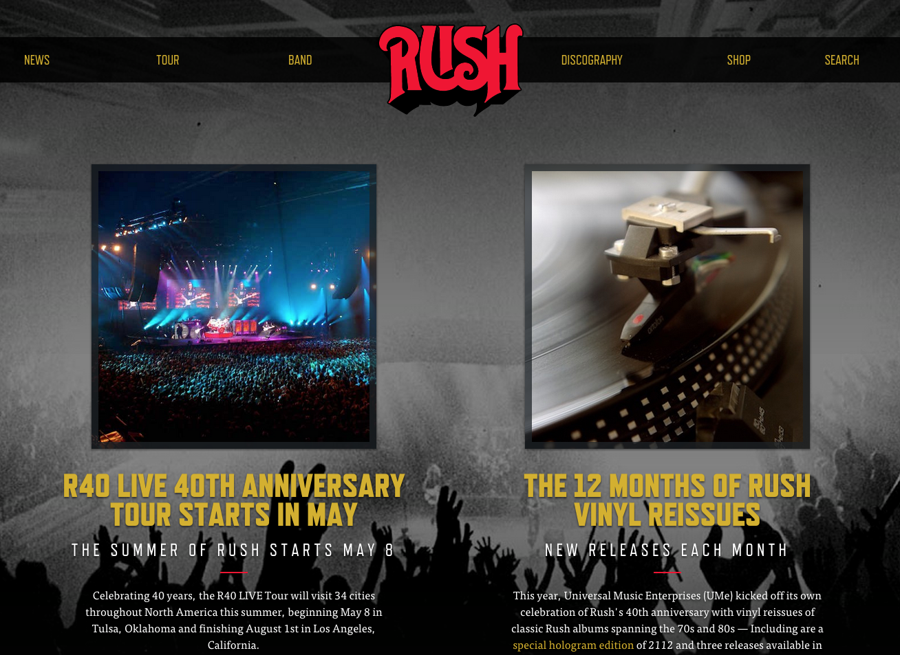 Rush band website