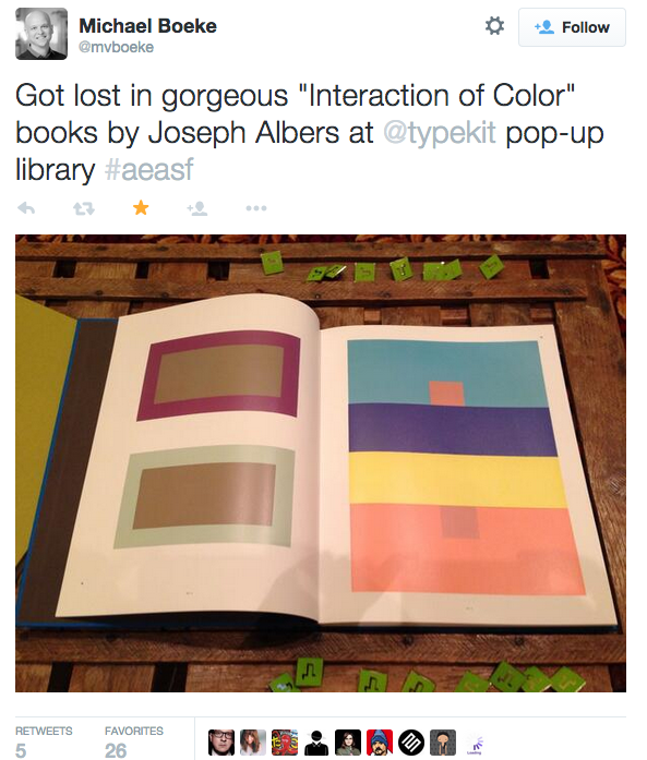 Tweet from Typekit library visitor