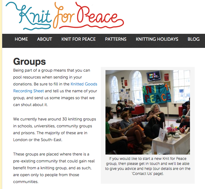 Knit for Peace website
