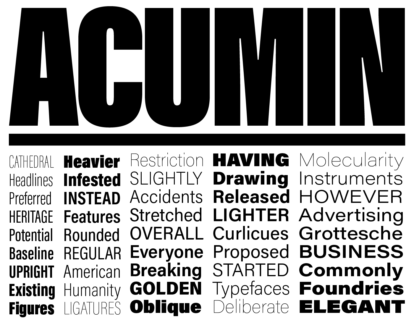 Type specimen from Acumin website