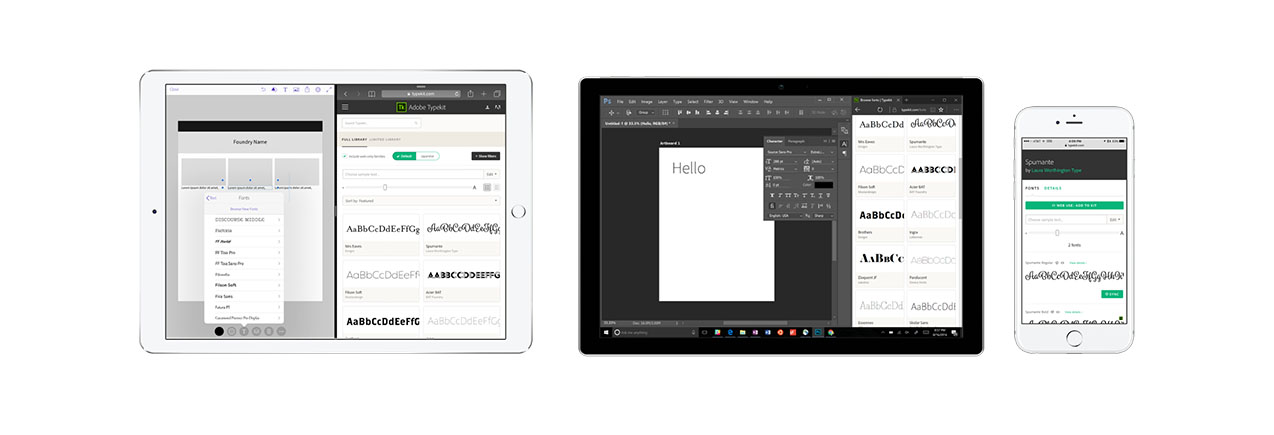 New Typekit browsing interface across multiple devices